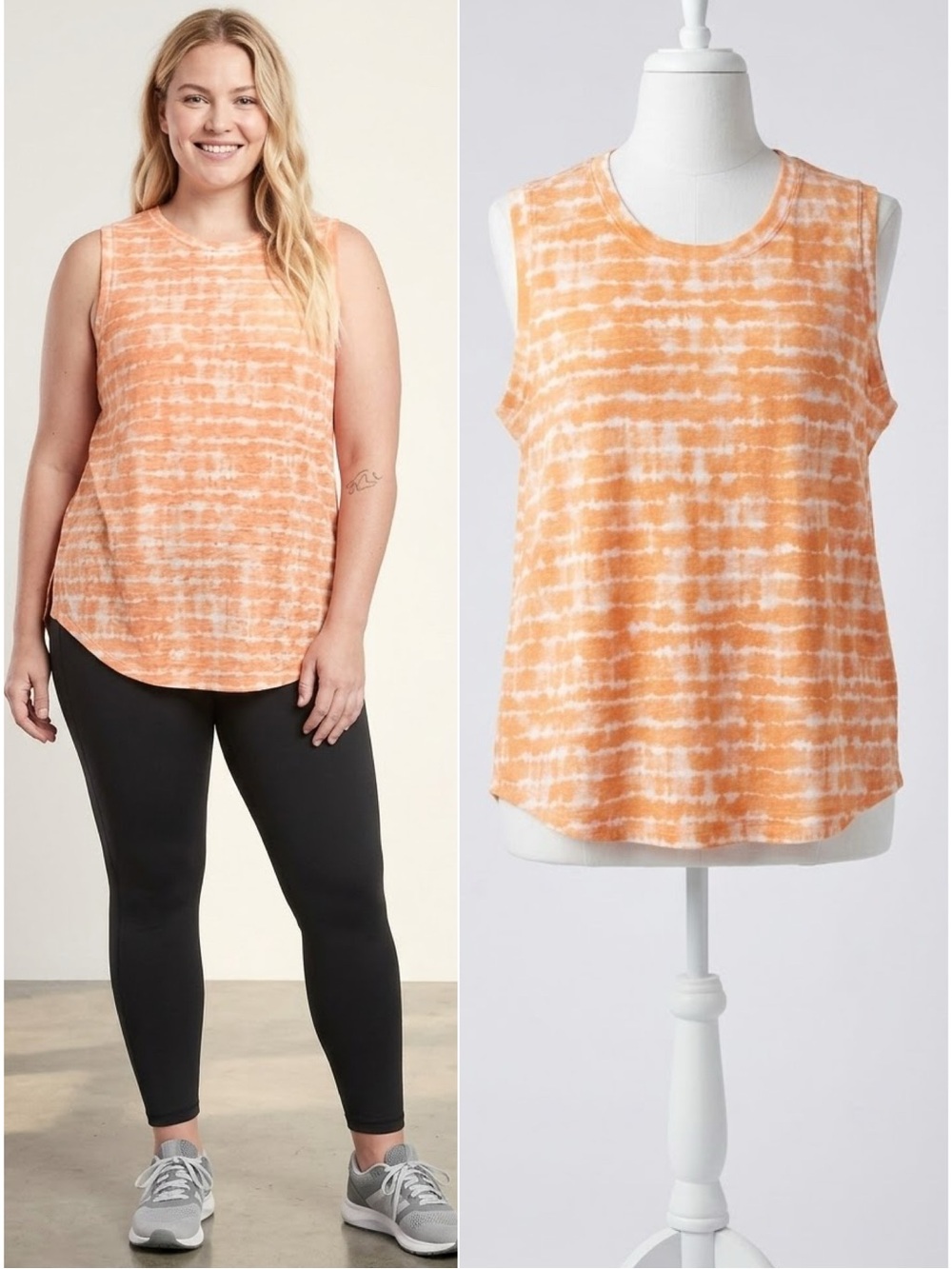 Athleta Tie Dye Shibori Stripe Sleeveless Muscle Tank Top Warm Sunset Size 2X